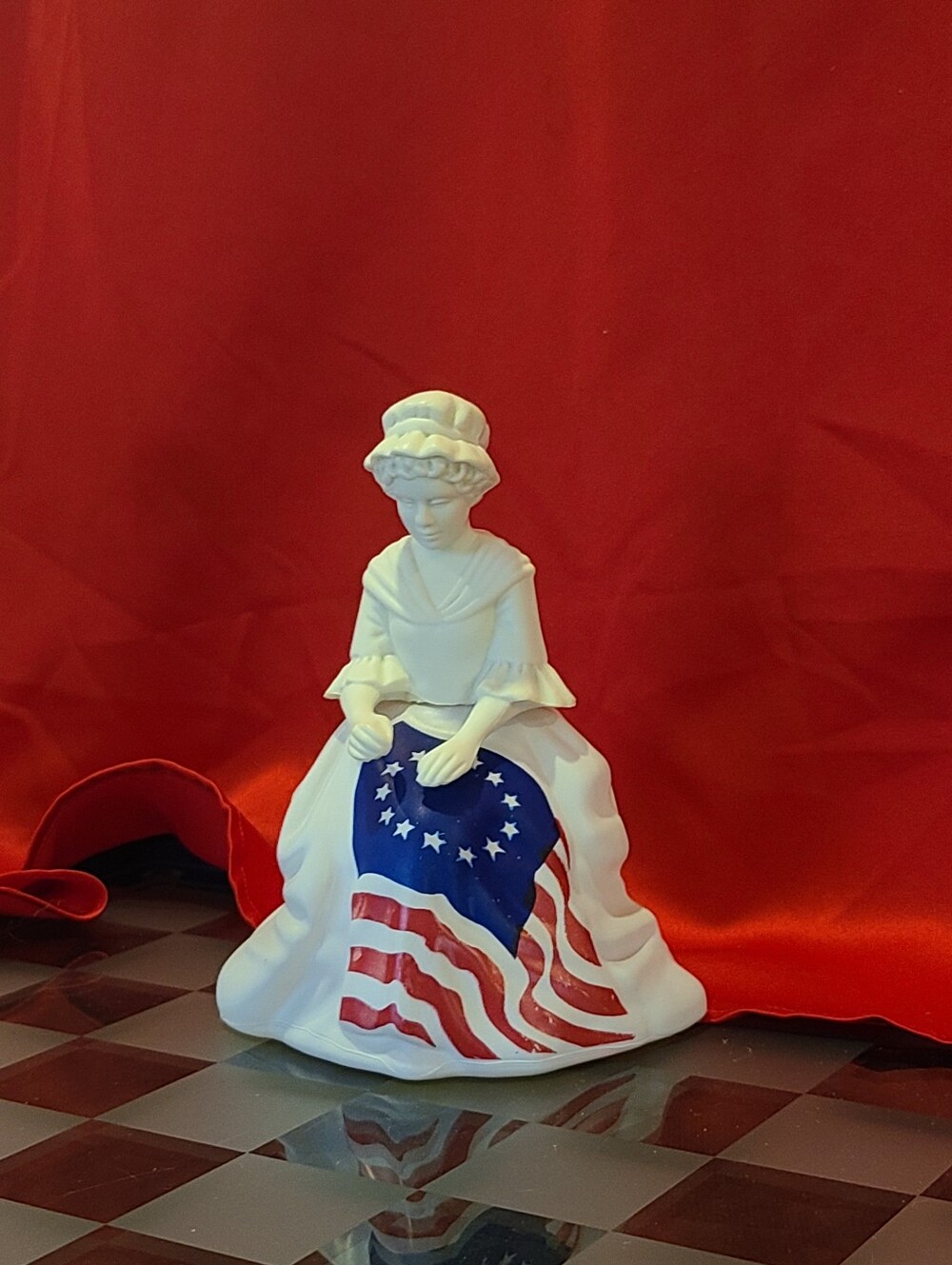 White Avon Collectible EMPTY Bottle Figurine with American Flag